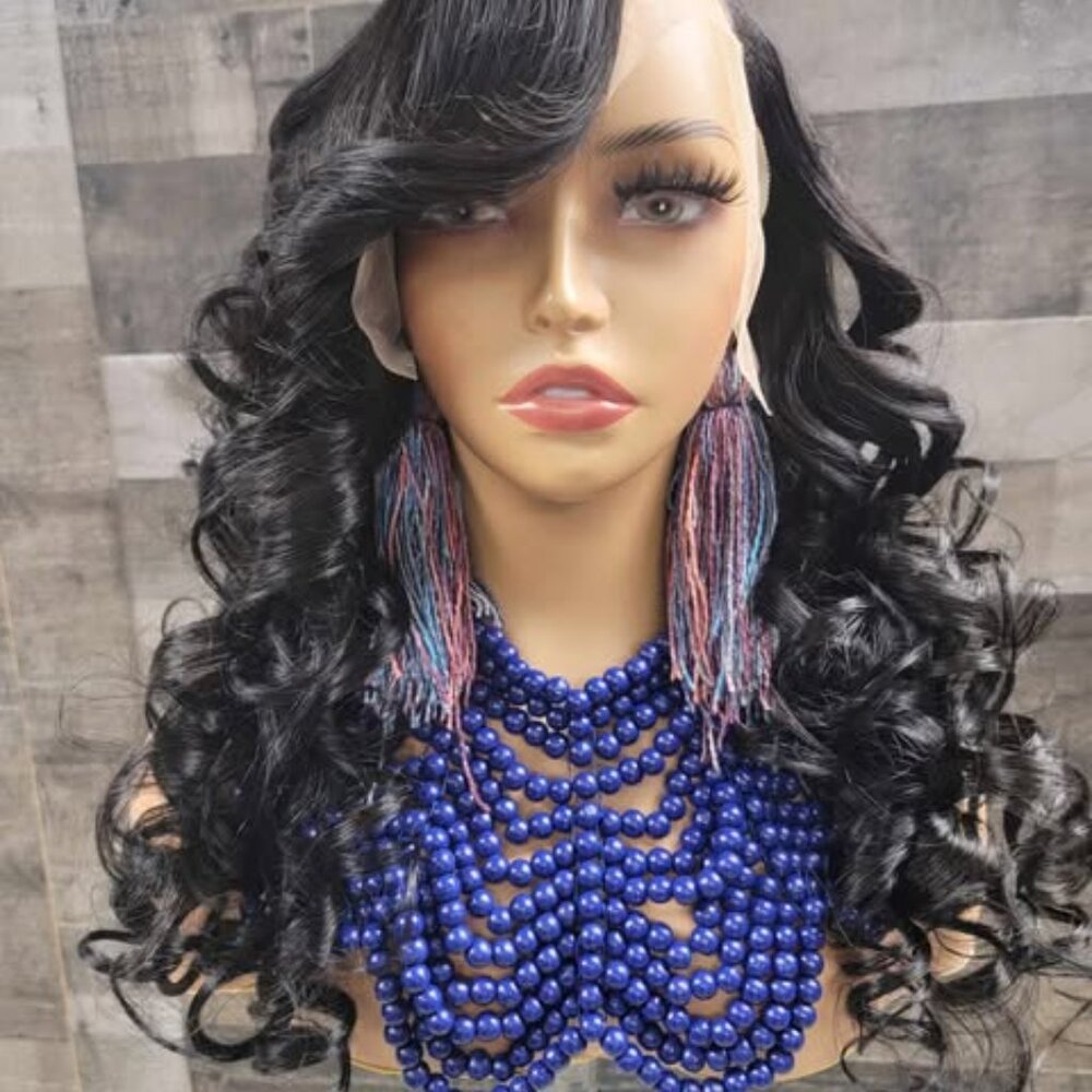 this girl is a natural color 1b lacefrontal human hair wig